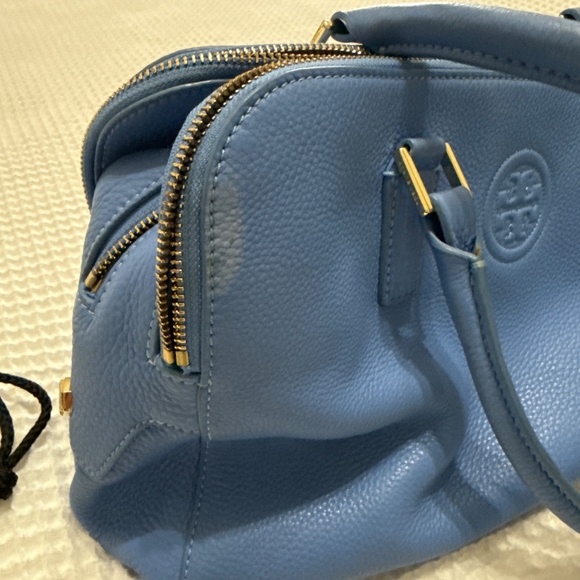 Tory Burch Blue Satchel Pebbled Leather - Picture 7 of 9